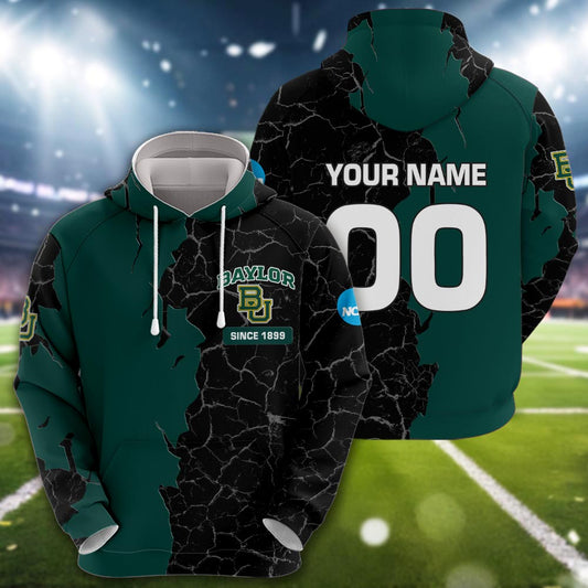 Baylor Bears 3d Cracked Design Personalized Apparel