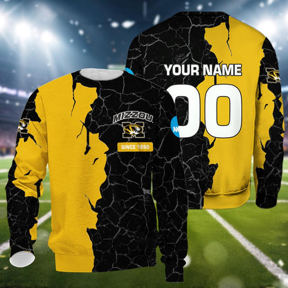 Missouri Tigers 3d Cracked Design Personalized Apparel