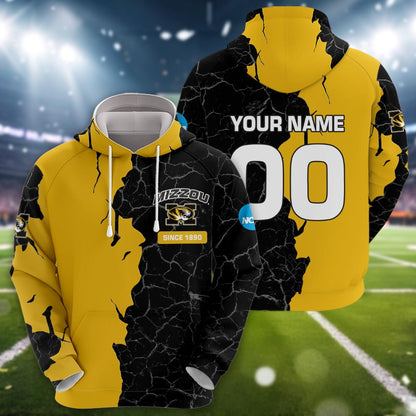 Missouri Tigers 3d Cracked Design Personalized Apparel