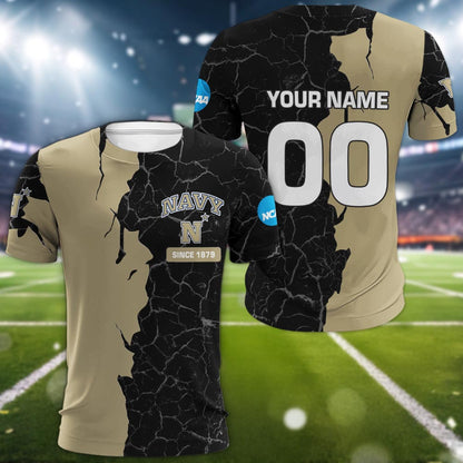 Navy Midshipmen 3d Cracked Design Personalized Apparel
