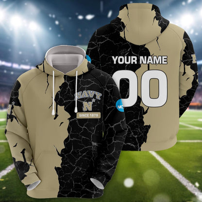 Navy Midshipmen 3d Cracked Design Personalized Apparel