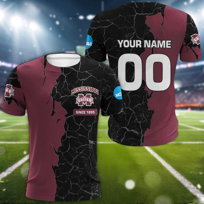 Mississippi State Bulldogs 3d Cracked Design Personalized Apparel