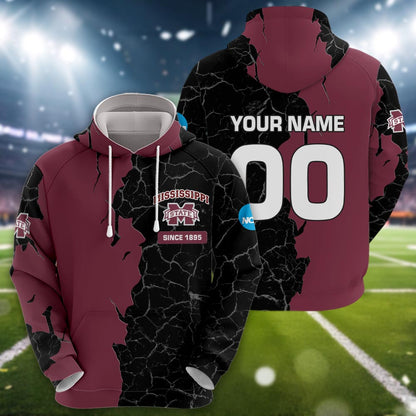 Mississippi State Bulldogs 3d Cracked Design Personalized Apparel