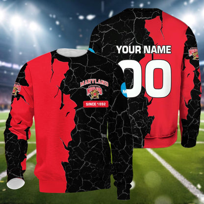 Maryland Terrapins 3d Cracked Design Personalized Apparel