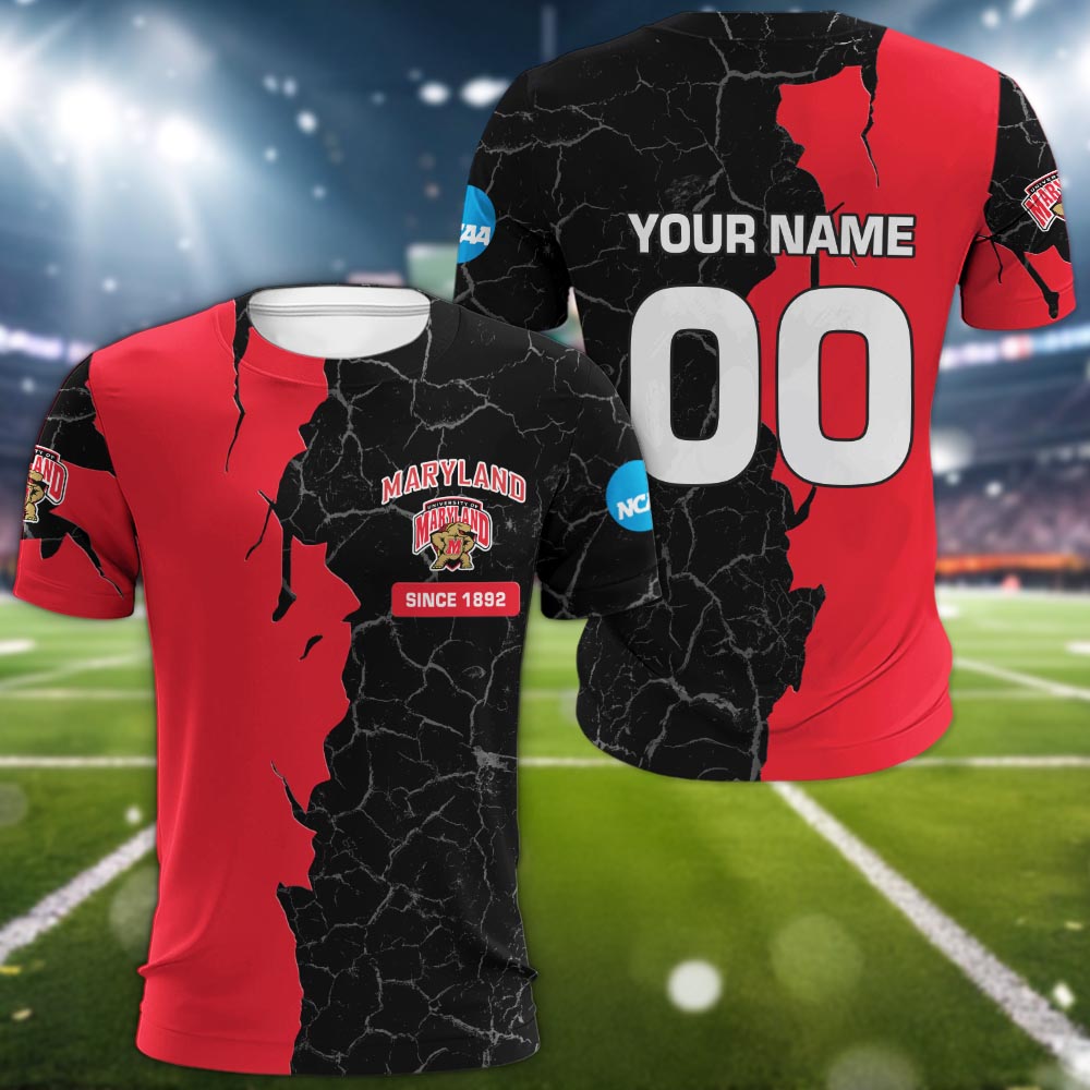 Maryland Terrapins 3d Cracked Design Personalized Apparel