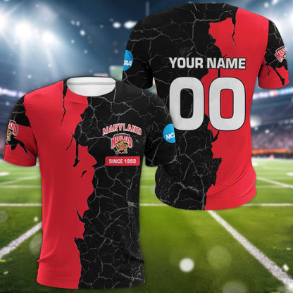 Maryland Terrapins 3d Cracked Design Personalized Apparel