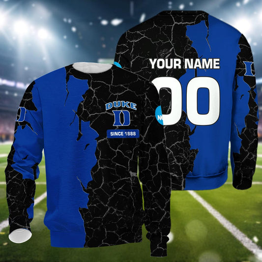 Duke Blue Devils 3d Cracked Design Personalized Apparel