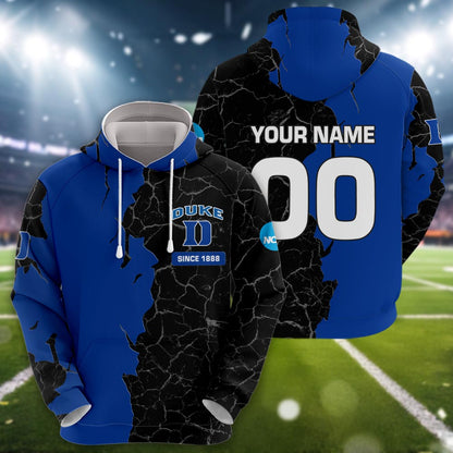 Duke Blue Devils 3d Cracked Design Personalized Apparel