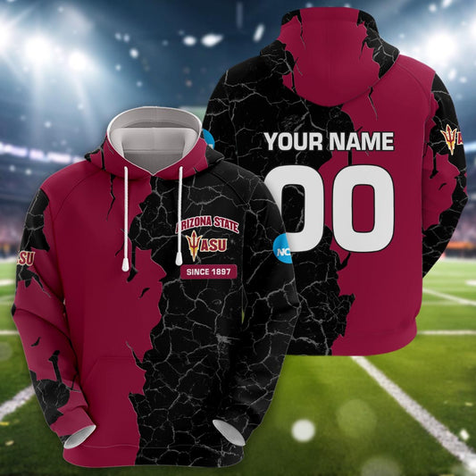 Arizona State Sun Devils 3d Cracked Design Personalized Apparel