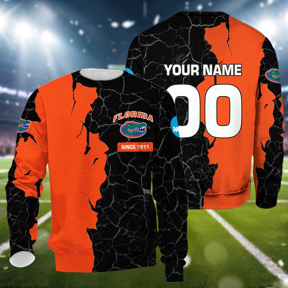 Florida Gators 3d Cracked Design Personalized Apparel