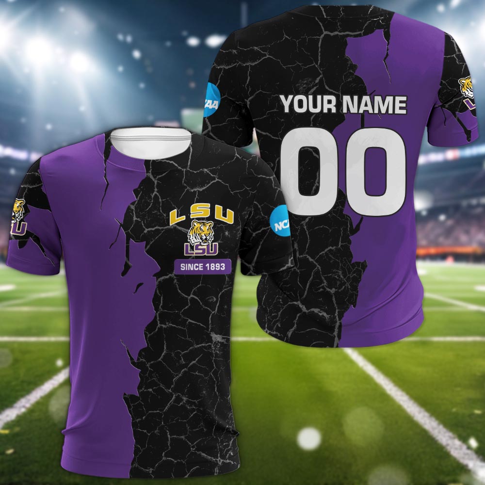 Lsu Tigers 3d Cracked Design Personalized Apparel