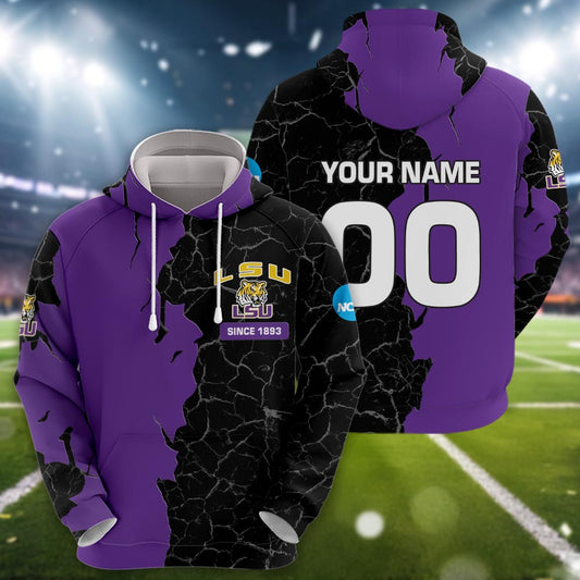 Lsu Tigers 3d Cracked Design Personalized Apparel