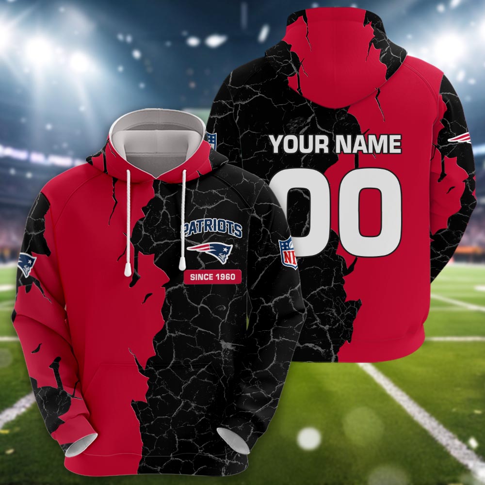 New England Patriots 3d Cracked Design Personalized Apparel