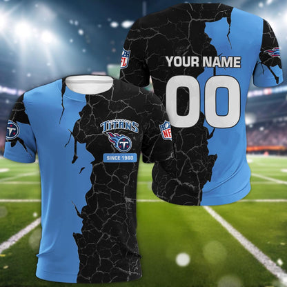 Tennessee Titans 3d Cracked Design Personalized Apparel
