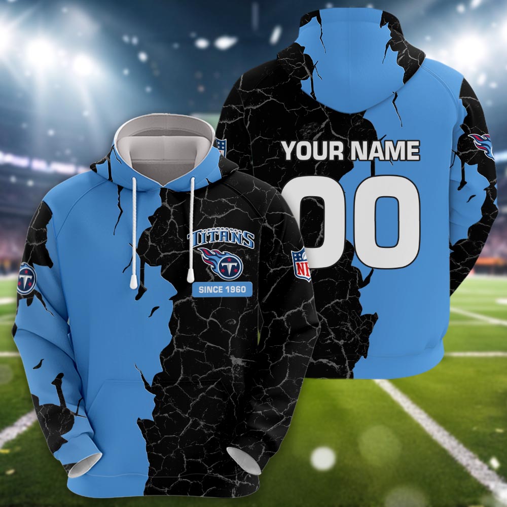 Tennessee Titans 3d Cracked Design Personalized Apparel