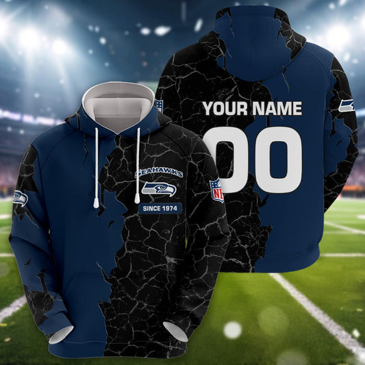 Seattle Seahawks 3d Cracked Design Personalized Apparel