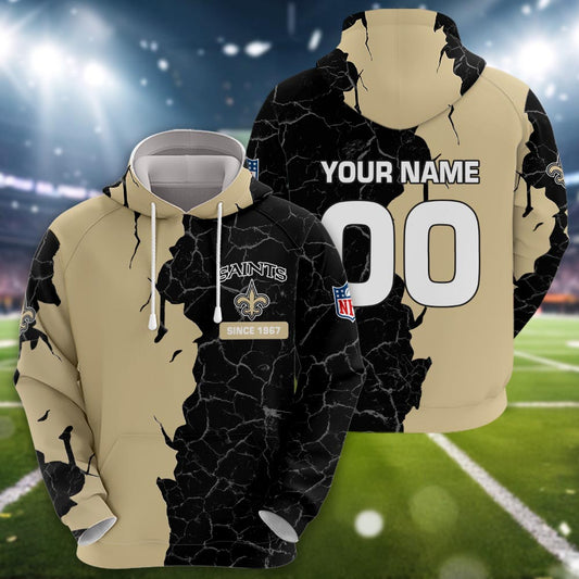 New Orleanssaints 3d Cracked Design Personalized Apparel