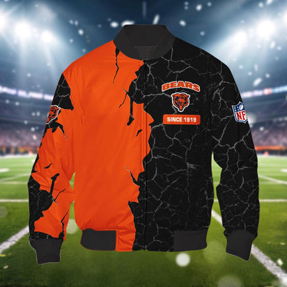 Chicago Bears 3d Cracked Design Personalized Apparel