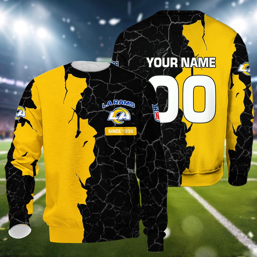 Los Angeles Rams 3d Cracked Design Personalized Apparel