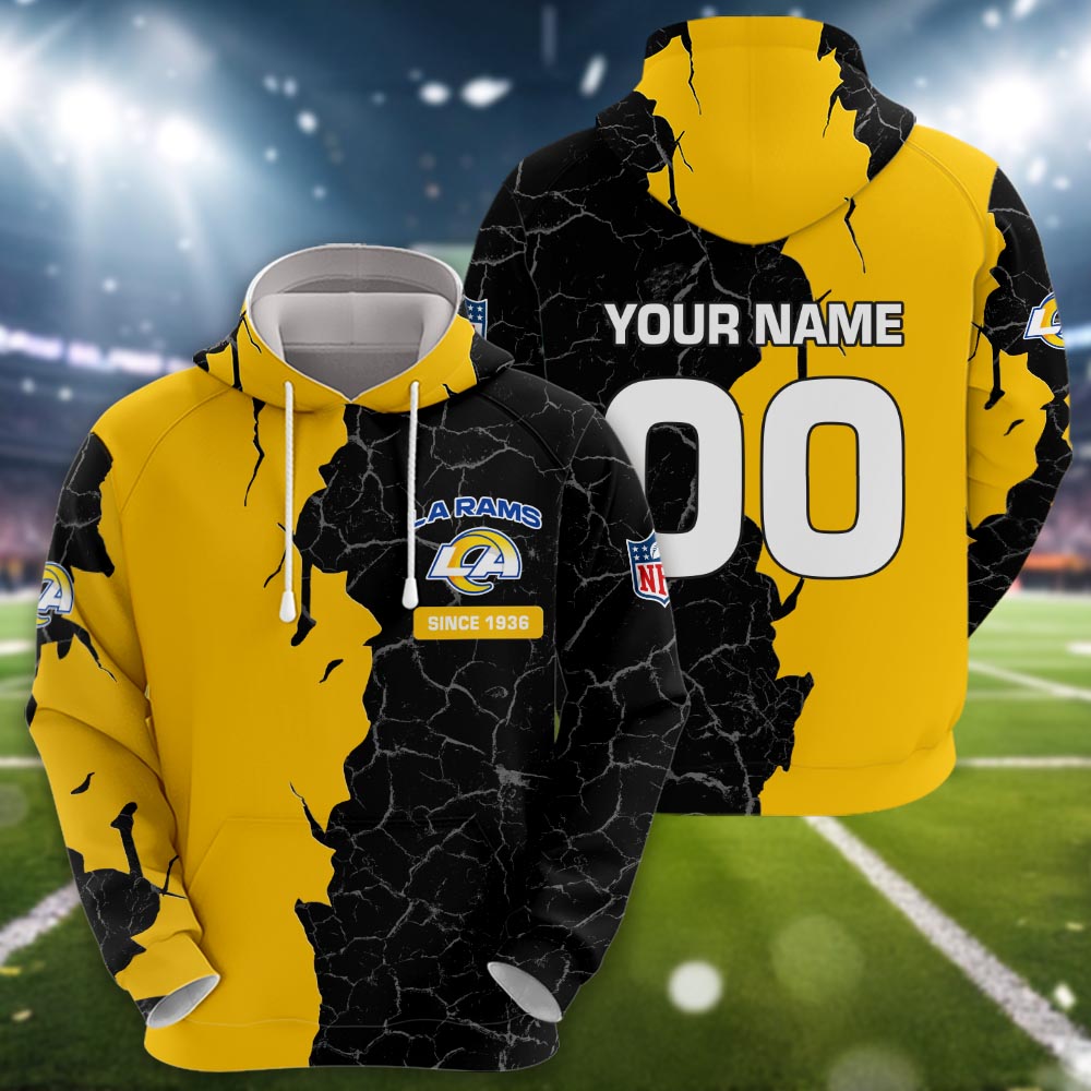 Los Angeles Rams 3d Cracked Design Personalized Apparel