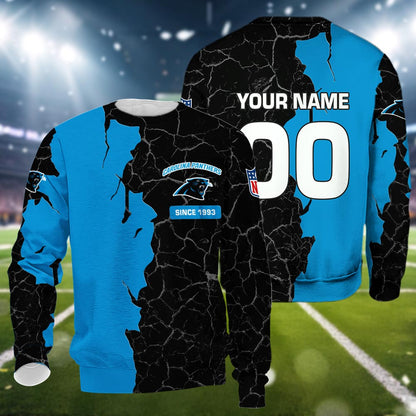 Carolina Panthers 3d Cracked Design Personalized Apparel