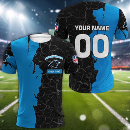 Carolina Panthers 3d Cracked Design Personalized Apparel