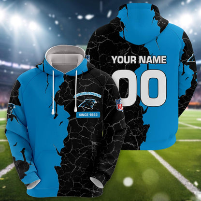 Carolina Panthers 3d Cracked Design Personalized Apparel