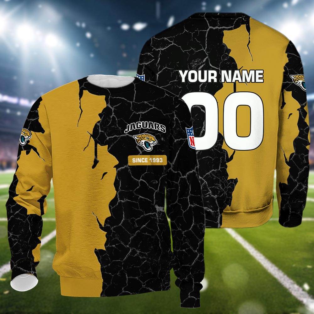 Jacksonville Jaguars 3d Cracked Design Personalized Apparel