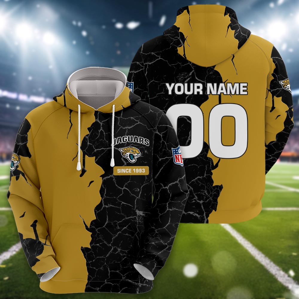 Jacksonville Jaguars 3d Cracked Design Personalized Apparel