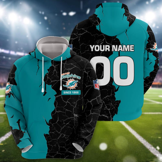 Miami Dolphins 3d Cracked Design Personalized Apparel