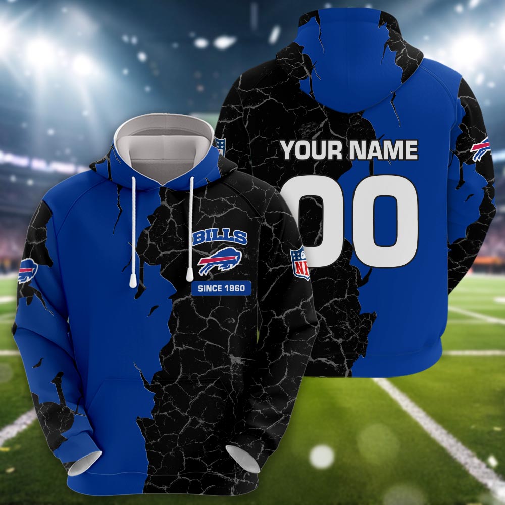 Buffalo Bills 3d Cracked Design Personalized Apparel