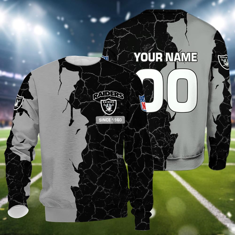 Las Vegas Raiders 3d Cracked Design Personalized Apparel