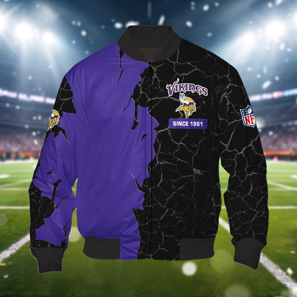 Minnesota Vikings 3d Cracked Design Personalized Apparel