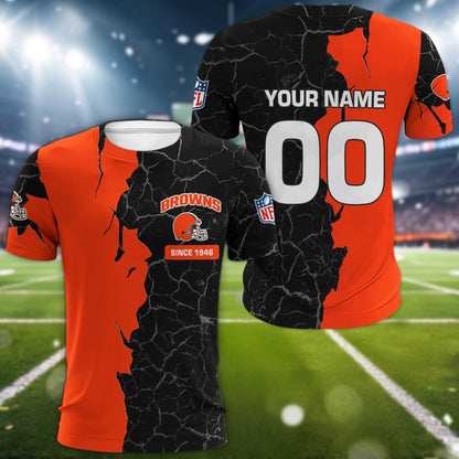 Cleveland Browns 3d Cracked Design Personalized Apparel