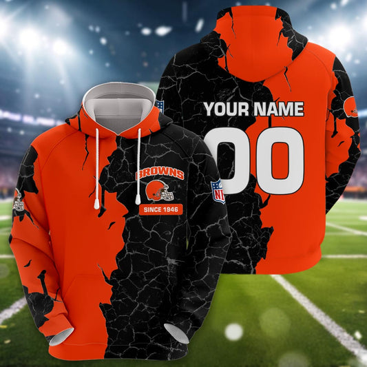 Cleveland Browns 3d Cracked Design Personalized Apparel