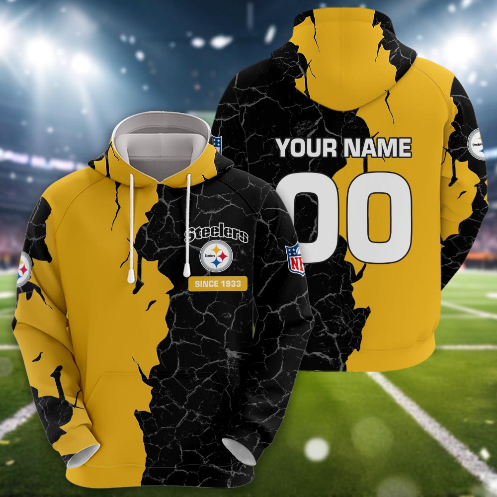 Pittsburgh Steelers 3d Cracked Design Personalized Apparel