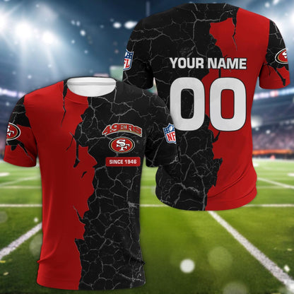 San Francisco 49ers 3d Cracked Design Personalized Apparel