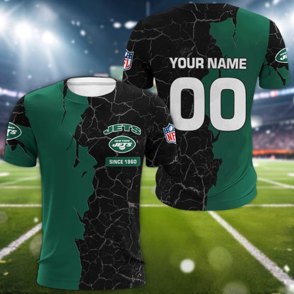 New York Jets 3d Cracked Design Personalized Apparel