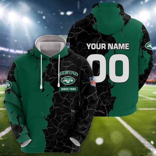 New York Jets 3d Cracked Design Personalized Apparel