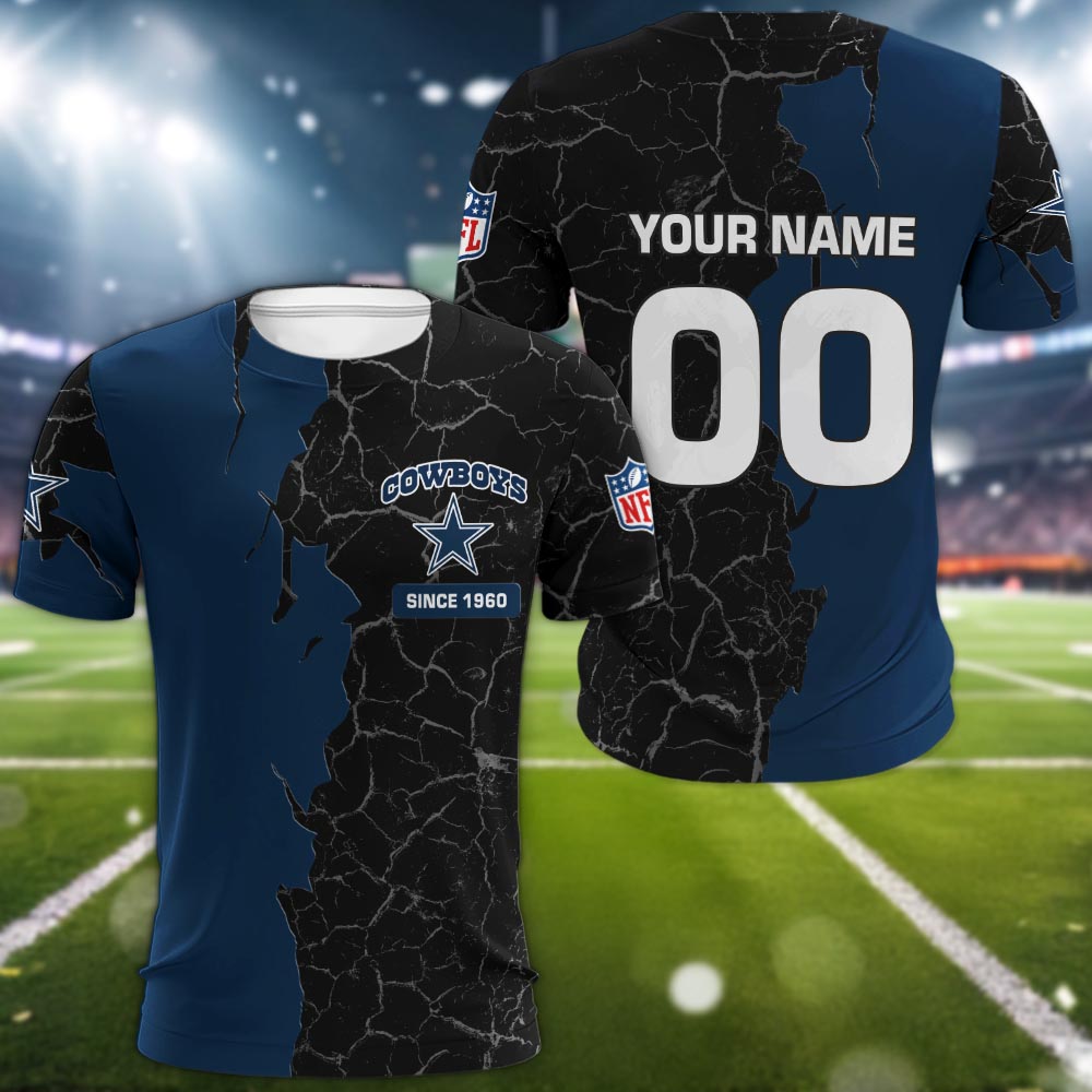 Dallas Cowboys 3d Cracked Design Personalized Apparel