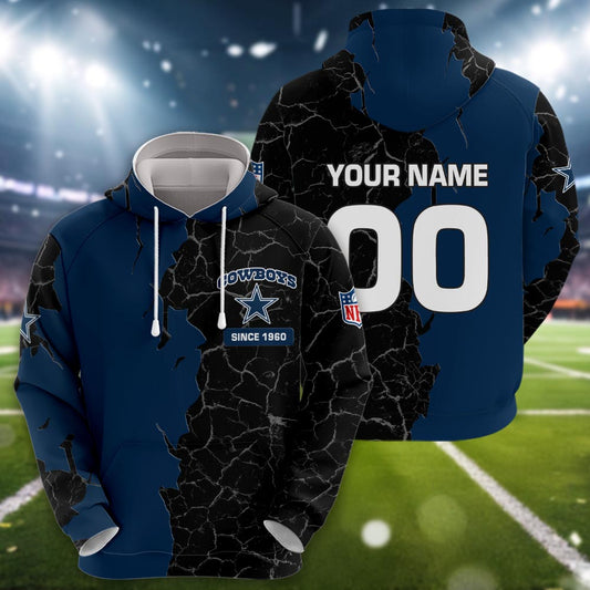 Dallas Cowboys 3d Cracked Design Personalized Apparel