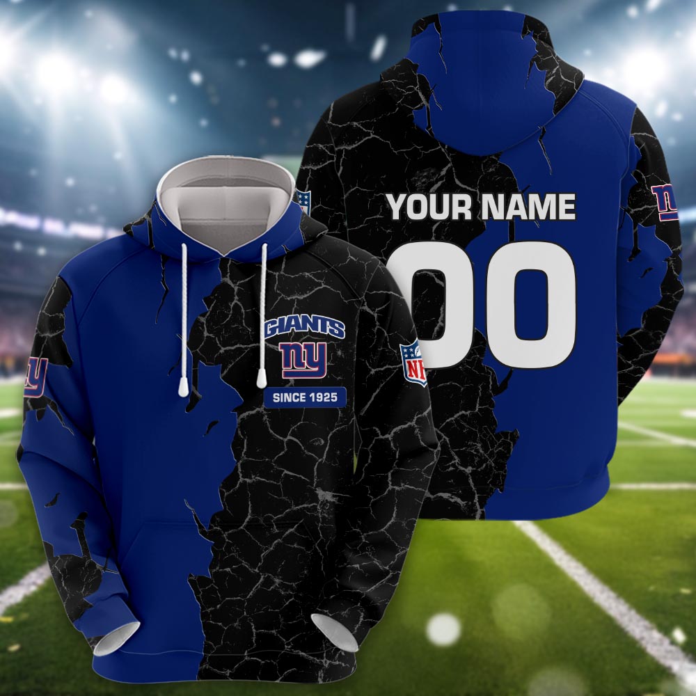 New York Giants 3d Cracked Design Personalized Apparel