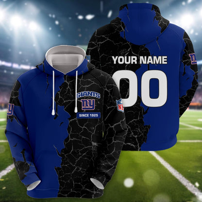 New York Giants 3d Cracked Design Personalized Apparel
