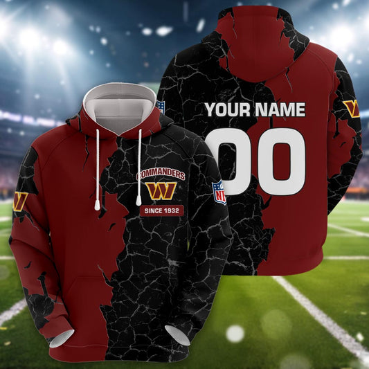 Washington Commanders 3d Cracked Design Personalized Apparel