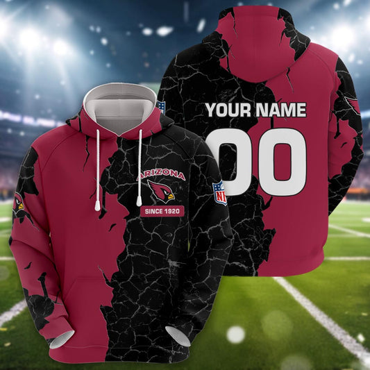 Arizona Cardinals 3d Cracked Design Personalized Apparel