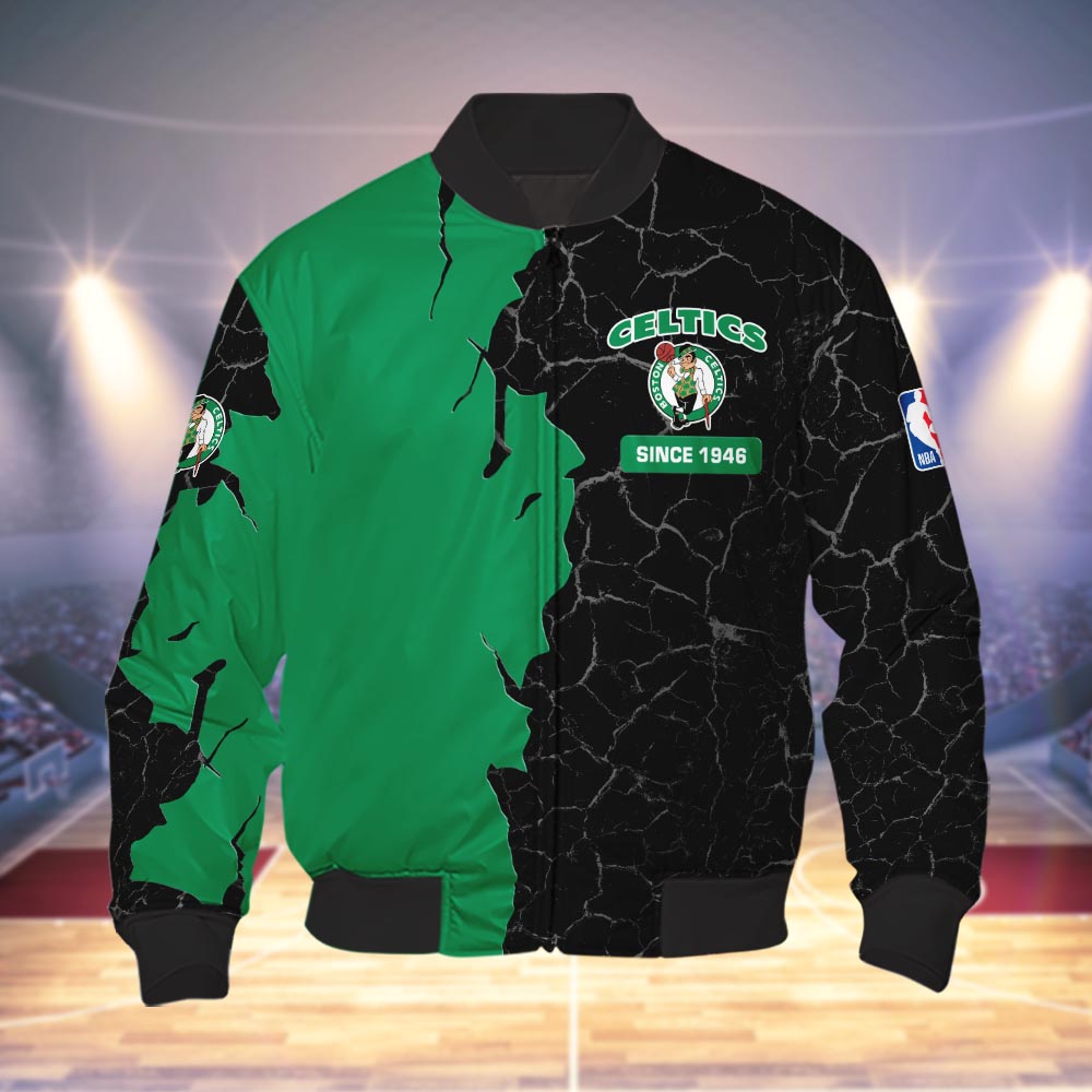 Boston Celtics 3d Cracked Design Personalized Apparel