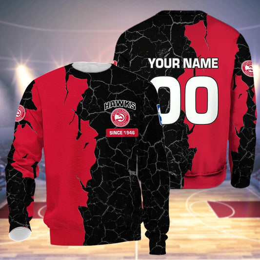 Atlanta Hawks 3d Cracked Design Personalized Apparel