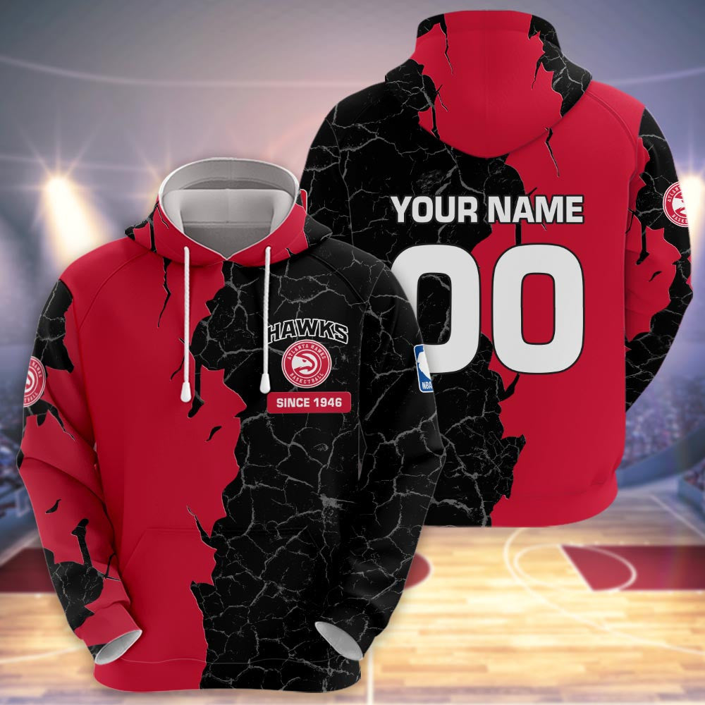 Atlanta Hawks 3d Cracked Design Personalized Apparel