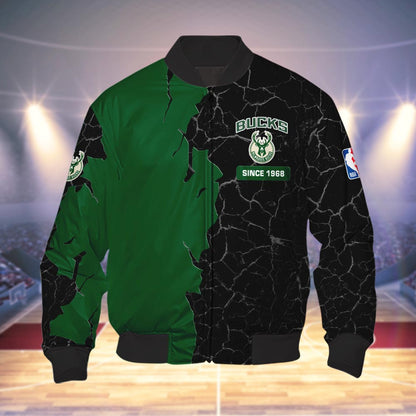 Milwaukee Bucks 3d Cracked Design Personalized Apparel