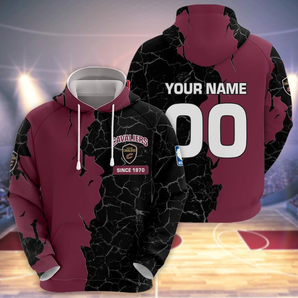 Cleveland Cavaliers 3d Cracked Design Personalized Apparel